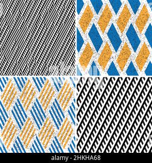 4 different vector patterns in the same package(eps). One pattern is paid and 3 are free (white dividing lines) Stock Vector