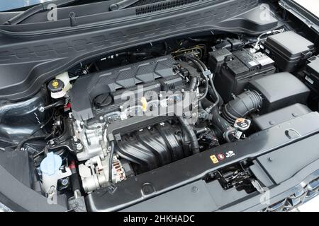 Hong Kong, China June 16, 2021 : Kia Sonet Engine June 16 2021 in Hong Kong. Stock Photo