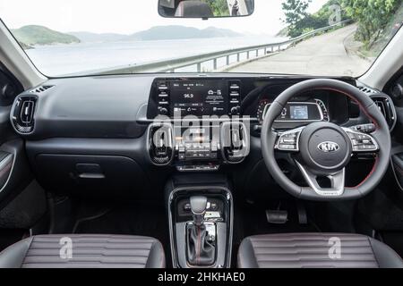 Hong Kong, China June 16, 2021 : Kia Sonet Interior June 16 2021 in Hong Kong. Stock Photo