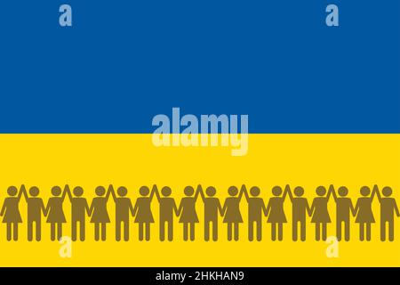 National flag of Ukraine. The concept of protest, demonstration, revolution, political crisis, unification, rallying. Flat vector illustration. Stock Vector
