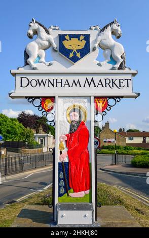 Ornamental town sign, Downham Market, Norfolk, England, United Kingdom Stock Photo