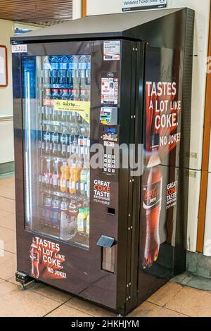 Melbourne Australia,Flagstaff railway station,City Loop,vending machine soft drink drinks,Coke Coca-Cola,self-service Stock Photo