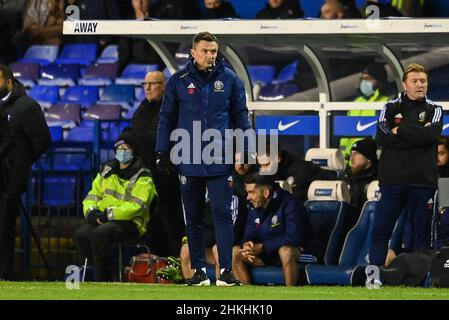 Birmingham, UK. 04th Feb, 2022. Paul Heckingbottom manager of Sheffield United during the game Credit: News Images /Alamy Live News Stock Photo