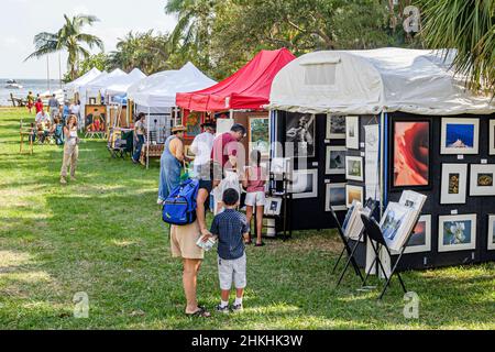 Miami Florida,Coconut Grove,The Barnacle historic State Park,Ralph Middleton Munroe home house,Mad Hatter Arts Festival fair art artwork booths event Stock Photo