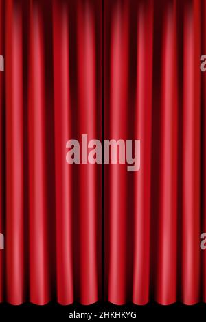 Stage red curtain background. Red curtain theater Stock Vector