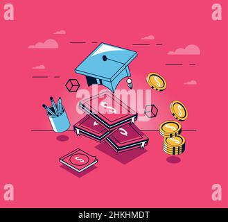 education loans and books Stock Vector