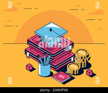 education loans with book Stock Vector
