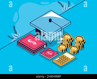 education loans with graduation hat Stock Vector