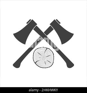 chopping Icon Vector ax a log tool tree Stock Vector