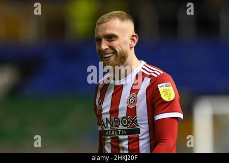 Birmingham, UK. 04th Feb, 2022. Oliver McBurnie #9 of Sheffield United during the game Credit: News Images /Alamy Live News Stock Photo