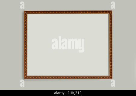 empty frame on a grey wall Stock Photo