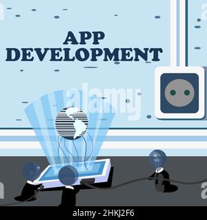 Writing displaying text App Development. Word Written on Development services for awesome mobile and web experiences Global Ideas Joining Together Stock Photo