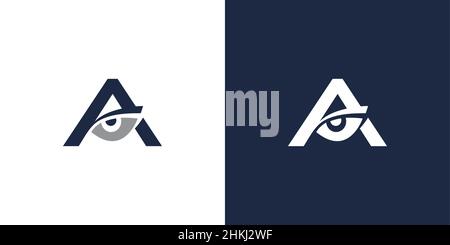 Eye logo design with the initials of the letter A, modern and sophisticated Stock Vector