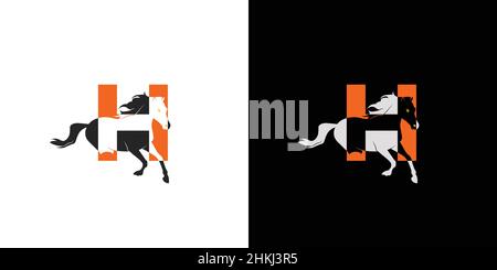Simple and unique initial h horse logo design Stock Vector