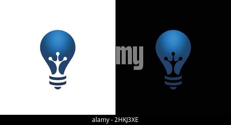 Simple and unique frog leg combination lamp logo design Stock Vector