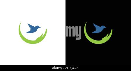 Simple and professional save rare birds logo design Stock Vector