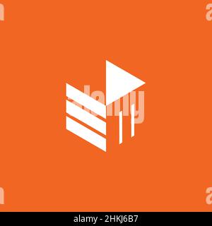 A modern and sophisticated cube logo design with initials EM 4 Stock Vector
