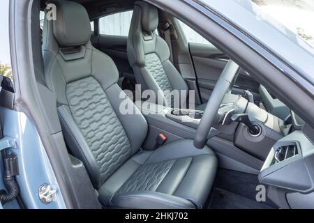 Hong Kong, China Nov 9, 2021 : Audi e-tron GT 2022 Interior Nov 9 2021 in Hong Kong. Stock Photo