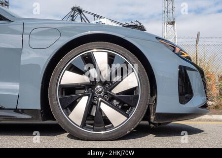 Hong Kong, China Nov 9, 2021 : Audi e-tron GT 2022 Wheel Nov 9 2021 in Hong Kong. Stock Photo