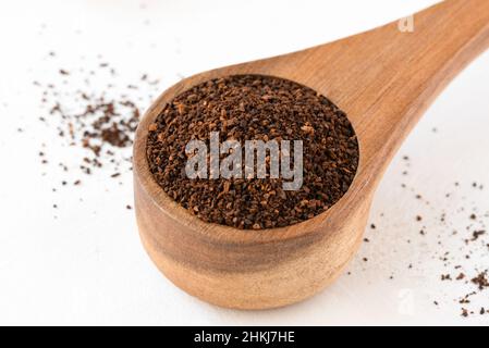 Ground Coffee in a Wood Scoop Stock Photo