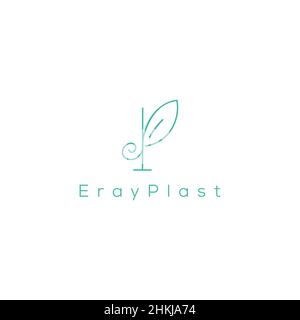 The logo with the initials letter ep is simple and natural Stock Vector