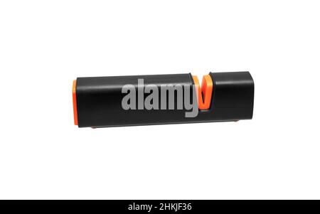 Knife sharpener. Manual device for sharpening the knife blade. Isolate on a white background. Stock Photo
