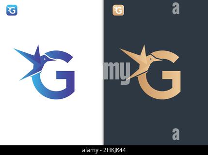 Letter G Bird Logo Design Template for Travel, tour, freedom and peace business Stock Vector