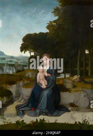 Art inspired by Rest on the flight to Egypt, Gerard David, painting, 16th century, Belgian Art, Classic works modernized by Artotop with a splash of modernity. Shapes, color and value, eye-catching visual impact on art. Emotions through freedom of artworks in a contemporary way. A timeless message pursuing a wildly creative new direction. Artists turning to the digital medium and creating the Artotop NFT Stock Photo