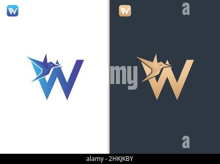 Letter W Bird Logo Design Template for Travel, tour, freedom and peace business Stock Vector