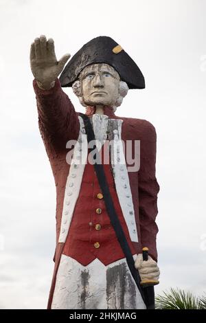 Controversial huge statue of Captain James Cook on the Captain Cook Highway in Cairns. It is set to be removed. Cairns, Queensland, Australia Stock Photo