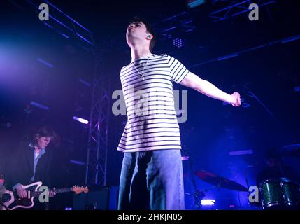 London, UK. 04th Feb, 2022. February 4th, 2022. London, UK. Grian Chatten of Fontaines D.C. performing on stage at The Dome, London. Part of BRITs Week presented by Mastercard for War Child. Credit: Doug Peters/EMPICS/Alamy Live News Credit: Doug Peters/Alamy Live News