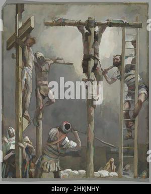 Art inspired by The Thieves Legs Are Broken, On rompt les jambes aux larrons, The Life of Our Lord Jesus Christ, La Vie de Notre-Seigneur Jésus-Christ, James Tissot, French, 1836-1902, Opaque watercolor over graphite on gray wove paper, France, 1886-1894, Image: 11 3/16 x 9 7/16 in., 28, Classic works modernized by Artotop with a splash of modernity. Shapes, color and value, eye-catching visual impact on art. Emotions through freedom of artworks in a contemporary way. A timeless message pursuing a wildly creative new direction. Artists turning to the digital medium and creating the Artotop NFT Stock Photo