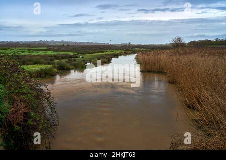 The River Yar at Brading Marshes Stock Photo