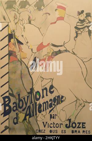 Art inspired by Babylone d'Allemagne, Poster, Henri de Toulouse-Lautrec, French, 1864-1901, Lithograph, 1894, 51 1/8 x 37 3/8 in., 129.9 x 94.9 cm, ad, horse, military, Classic works modernized by Artotop with a splash of modernity. Shapes, color and value, eye-catching visual impact on art. Emotions through freedom of artworks in a contemporary way. A timeless message pursuing a wildly creative new direction. Artists turning to the digital medium and creating the Artotop NFT Stock Photo