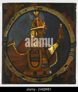 Art inspired by Huascar, Thirteenth Inca, 1 of 14 Portraits of Inca Kings, Peruvian, Oil on canvas, Peru, Probably mid-18th century, Colonial Period, 23 1/2 x 21 1/2in., 59.7 x 54.6cm, 13, American, armbands, cape, Conquest, earspools, hat, headdress, hispanic heritage, historical, Classic works modernized by Artotop with a splash of modernity. Shapes, color and value, eye-catching visual impact on art. Emotions through freedom of artworks in a contemporary way. A timeless message pursuing a wildly creative new direction. Artists turning to the digital medium and creating the Artotop NFT Stock Photo