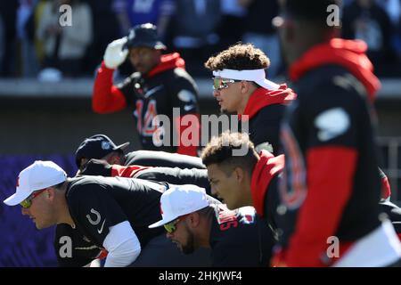 Las Vegas, Nevada, USA. 5th Feb, 2022. Kansas City Chiefs safety Tyrann  Mathieu (32) son celebrates during the AFC Pro Bowl Practice at Las Vegas  Ballpark in Las Vegas, Nevada. Darren Lee/CSM/Alamy