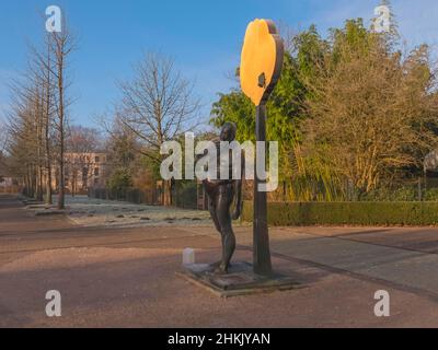 bronze sculptur Adam at the Botanical Garden Hamburg, Germany, Hamburg Stock Photo