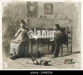 Art inspired by Thar's Such A Thing As Calls in This World,' illustration for 'Mr. Neelus Peeler's Conditions', Thomas Eakins, American, 1844-1916, Black ink with opaque white highlights on cream, medium-weight, smooth wove paper, 1879, Sheet: 10 7/16 x 12 1/4 in., 26.5 x 31.1 cm, 1879, Classic works modernized by Artotop with a splash of modernity. Shapes, color and value, eye-catching visual impact on art. Emotions through freedom of artworks in a contemporary way. A timeless message pursuing a wildly creative new direction. Artists turning to the digital medium and creating the Artotop NFT Stock Photo