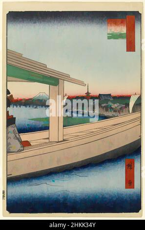 Art inspired by Distant View of Kinryuzan Temple and Azuma Bridge, Azumabashi Kinryuzan Enbo, No. 39 from One Hundred Famous Views of Edo, Utagawa Hiroshige, Ando, Japanese, 1797-1858, Woodblock print, Japan, 8th month of 1857, Edo Period, Ansei Era, 14 1/4 x 9 5/16in., 36.2 x 23.7cm, Classic works modernized by Artotop with a splash of modernity. Shapes, color and value, eye-catching visual impact on art. Emotions through freedom of artworks in a contemporary way. A timeless message pursuing a wildly creative new direction. Artists turning to the digital medium and creating the Artotop NFT Stock Photo
