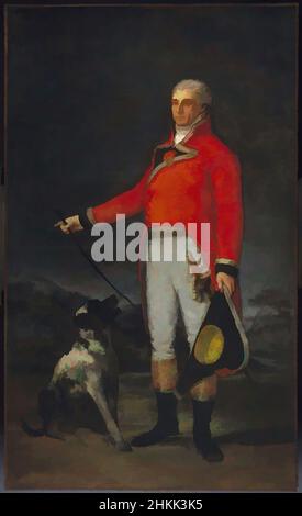 Art inspired by Portrait of Don Tadeo Bravo de Rivero, Francisco de Goya y Lucientes, Spanish, 1746-1828, Oil on canvas, Spain, 1806, 81 1/2 x 45 11/16in., 207 x 116cm, 1806, calvary, calvary officer, devotion, dog, fidelity, grand manner, hat, hunting, male figure, man, medal, military, Classic works modernized by Artotop with a splash of modernity. Shapes, color and value, eye-catching visual impact on art. Emotions through freedom of artworks in a contemporary way. A timeless message pursuing a wildly creative new direction. Artists turning to the digital medium and creating the Artotop NFT Stock Photo