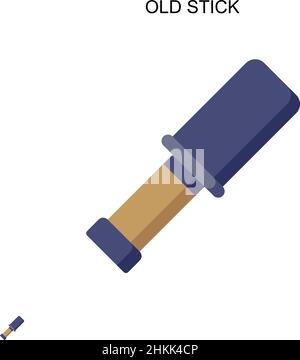 Old stick Simple vector icon. Illustration symbol design template for web mobile UI element. Stock Vector