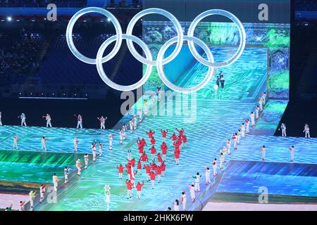 Beijing, China. 04th Feb, 2022. Japan Delegation (JPN), FEBRUARY 4, 2022 :  Beijing 2022 Olympic Winter Games Opening Ceremony at National Stadium in Beijing, China. (Photo by Yohei Osada/AFLO SPORT) Credit: Aflo Co. Ltd./Alamy Live News Stock Photo