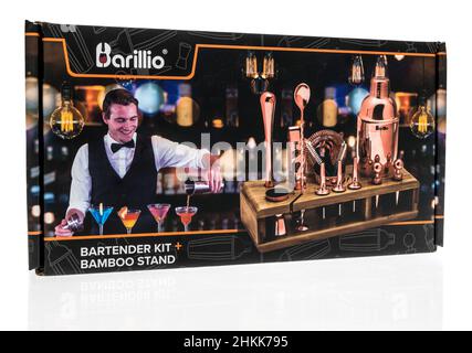 Winneconne, WI -23 January 2021: A package of Barillio bartender kit on an isolated background Stock Photo
