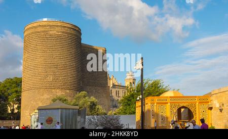 Maiden Tower, a 12th-centry monument in the Old City, UNESCO World Heritage site, Baku, Azerbaijan Stock Photo