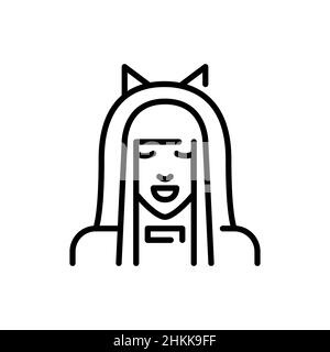 Cute Anime Cosplay Girl With Long Hair Wearing Cat Ears. Pixel