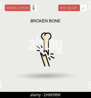 Broken bone Simple vector icon. Stock Vector