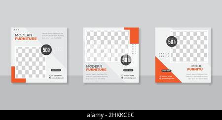 Modern Furniture social media post templates design Stock Vector