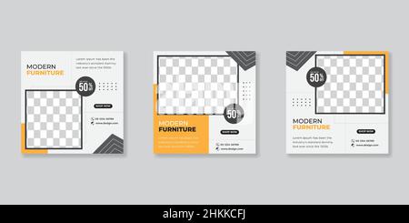 Modern Furniture social media post templates design Stock Vector