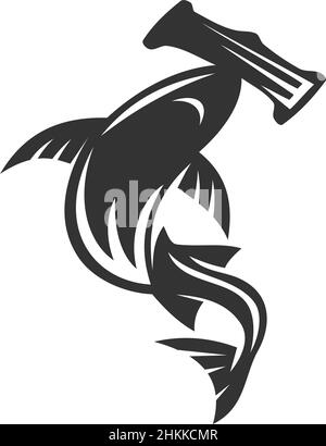 Hammerhead Shark Icon Illustration Brand Identity Stock Vector
