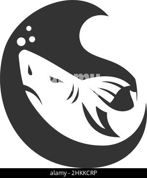 Shark ocean Icon Illustration Brand Identity Stock Vector